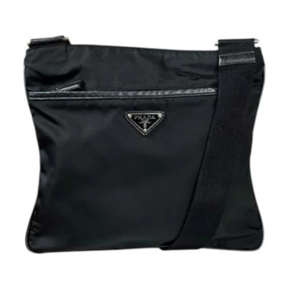 Prada Tessuto Saffiano Leather Shoulder Bag Black